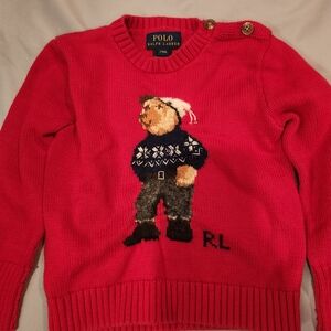 Polo by Ralph Lauren Pink Sweater with Bear Motif